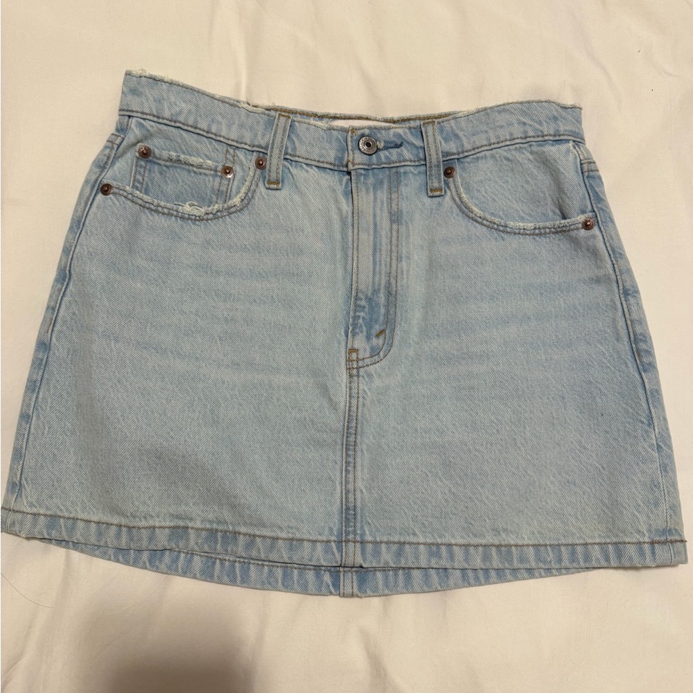 High rise mini denim skirt